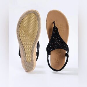 Skechers Brie-Dally Embellished Black and Brown Sandals